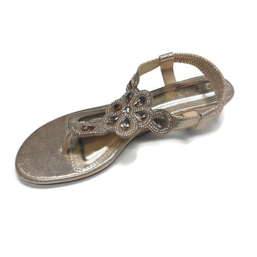 Dream Pairs Size 7 Pershian Fashion Summer Thong Sling Flat Sandals Jeweled Gold - Picture 5 of 10